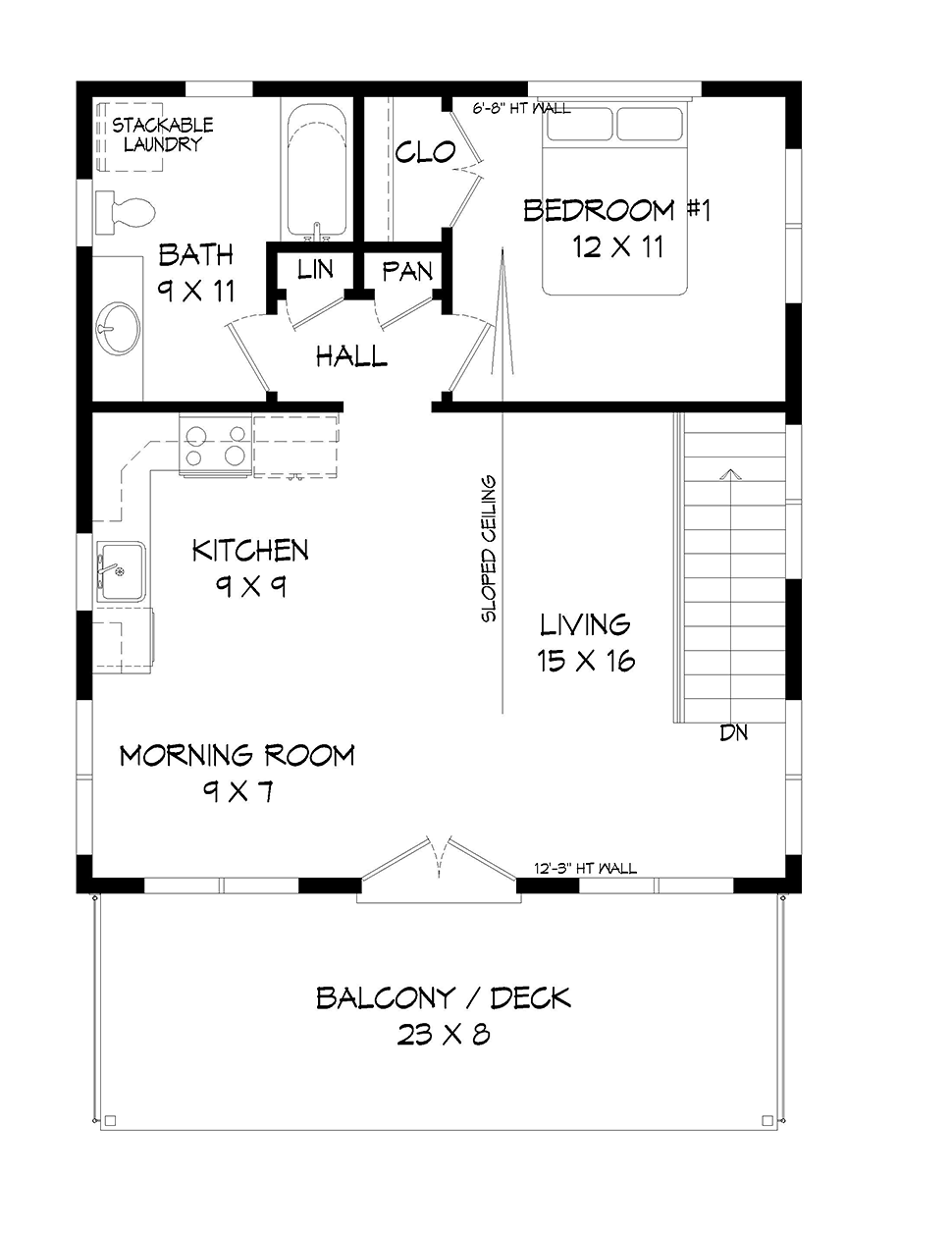 Garage-Living Plan 51680 Level Two