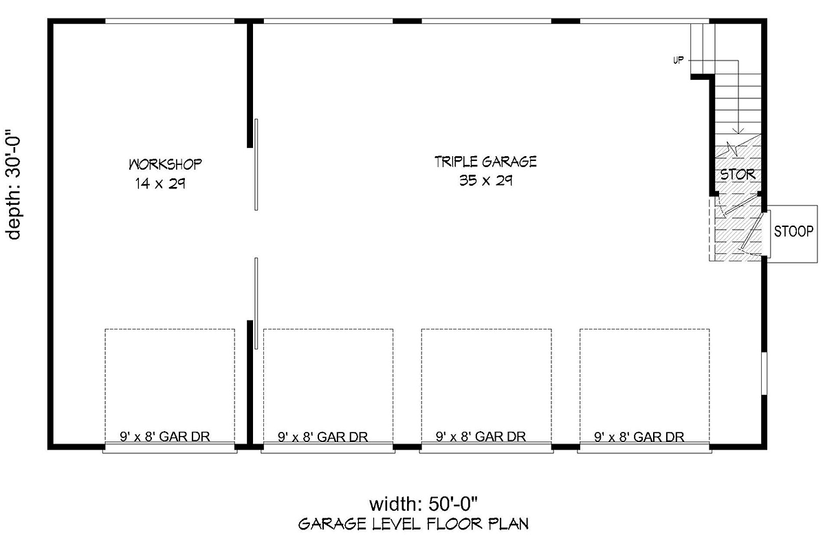 Garage Plan 51682 - 4 Car Garage Level One