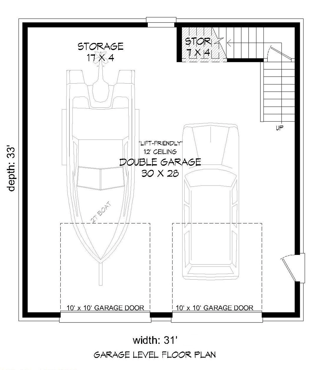 Garage Plan 51684 - 2 Car Garage Level One