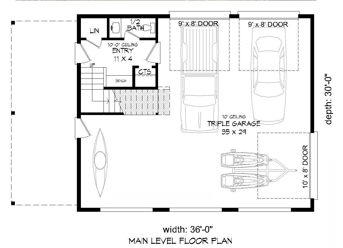 Garage-Living Plan 51695 Level One