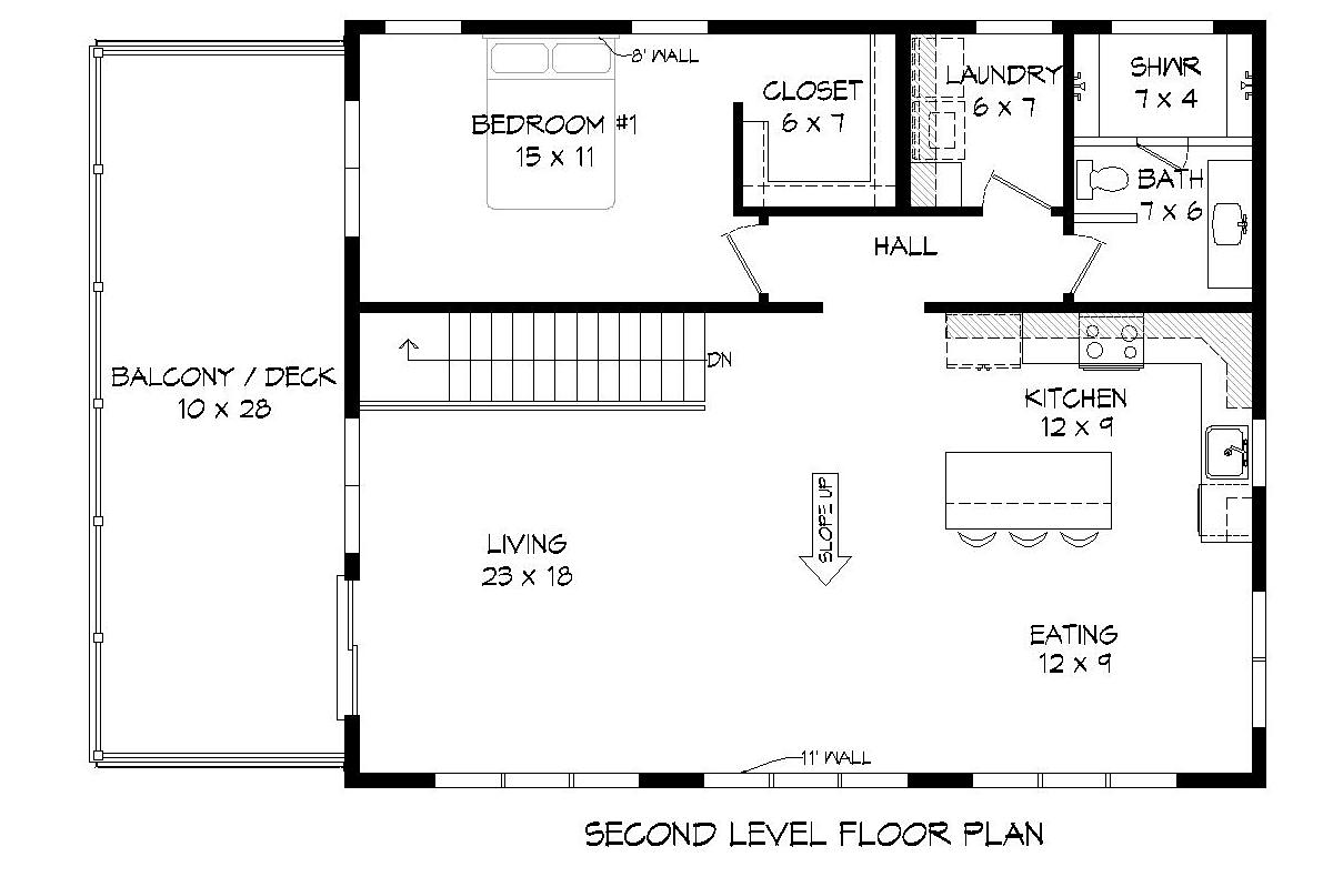 Garage-Living Plan 51695 Level Two
