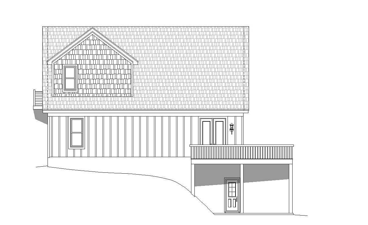 Contemporary, Country, Craftsman House Plan 51696 with 3 Bed, 2 Bath, 2 Car Garage Rear Elevation