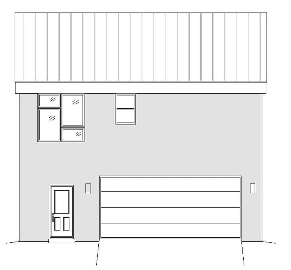 Garage-Living Plan 51698 Rear Elevation