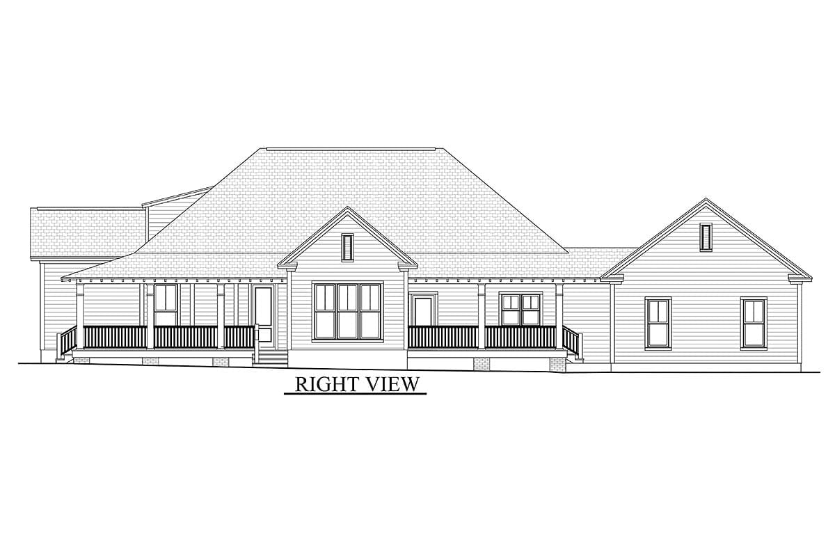 Country, Craftsman, Southern, Traditional Plan with 1900 Sq. Ft., 3 Bedrooms, 2 Bathrooms, 2 Car Garage Picture 2