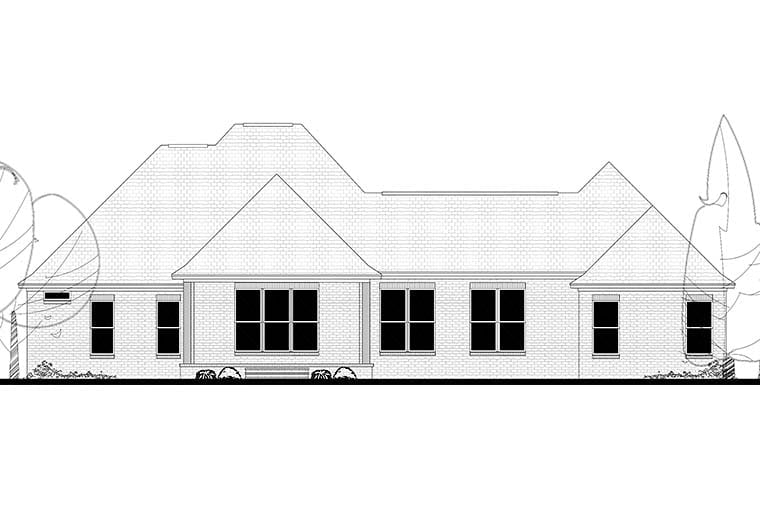 Country, European, French Country Plan with 3287 Sq. Ft., 4 Bedrooms, 4 Bathrooms, 2 Car Garage Rear Elevation