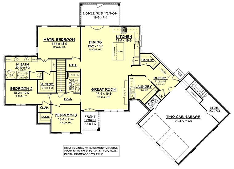 House Plan 51969 Alternate Level One