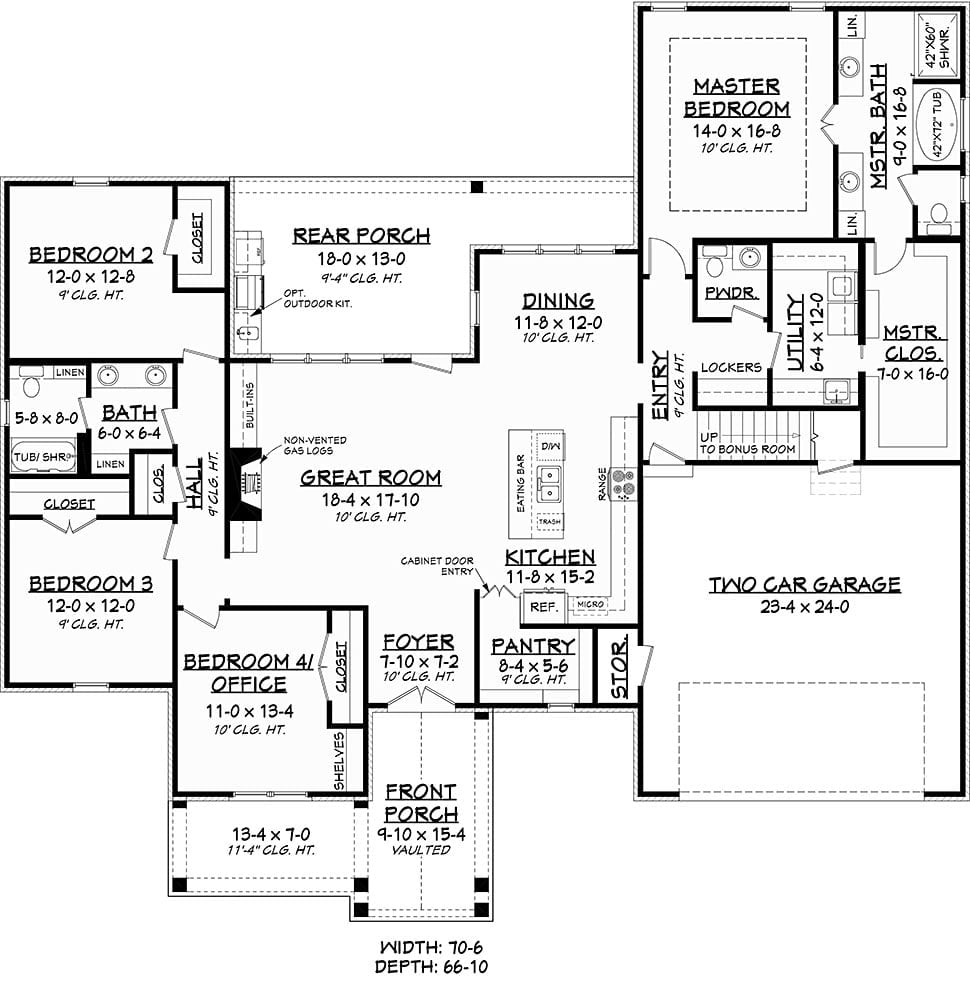 Country, Craftsman, Farmhouse Plan with 2373 Sq. Ft., 4 Bedrooms, 3 Bathrooms, 2 Car Garage Picture 31