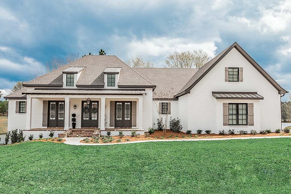Acadian, French Country, Southern Plan with 2854 Sq. Ft., 3 Bedrooms, 2 Bathrooms, 3 Car Garage Elevation