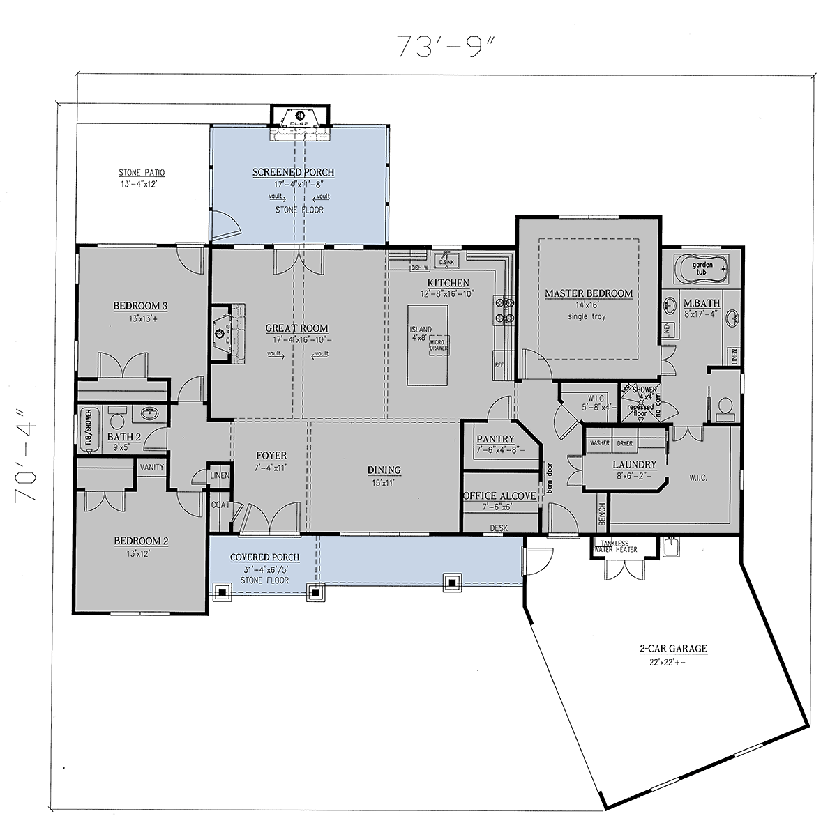 House Plan 52020 Level One
