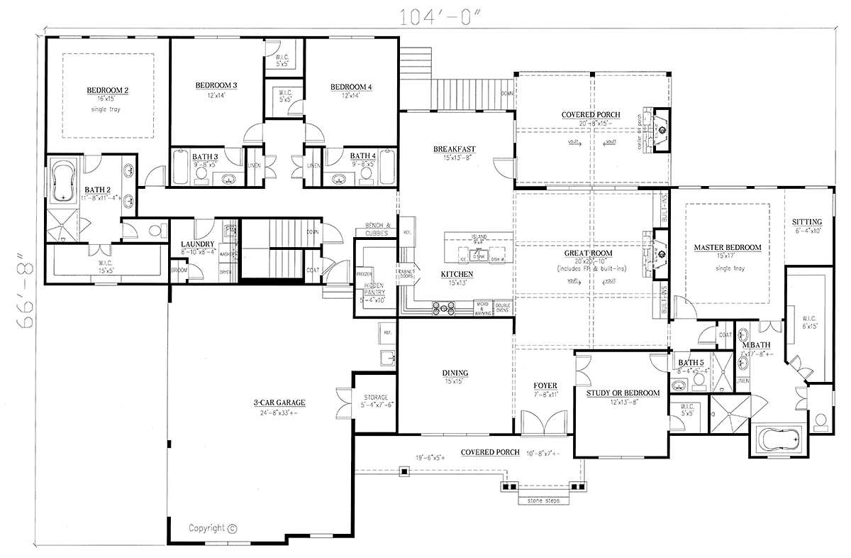 House Plan 52021 Level One