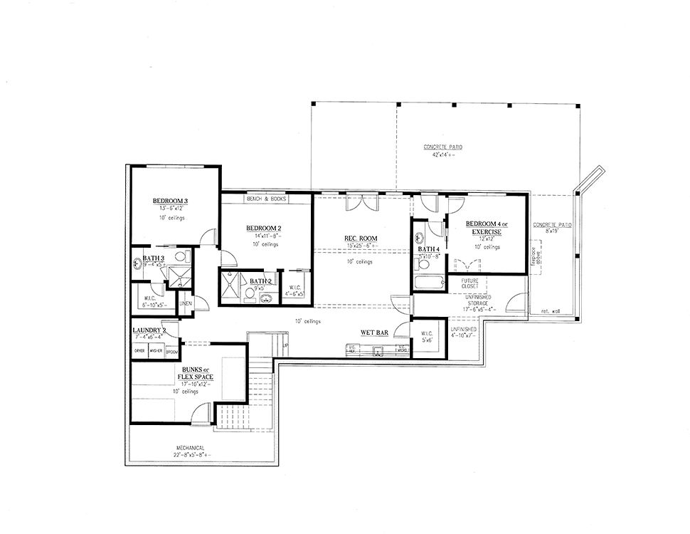 House Plan 52025 Lower Level