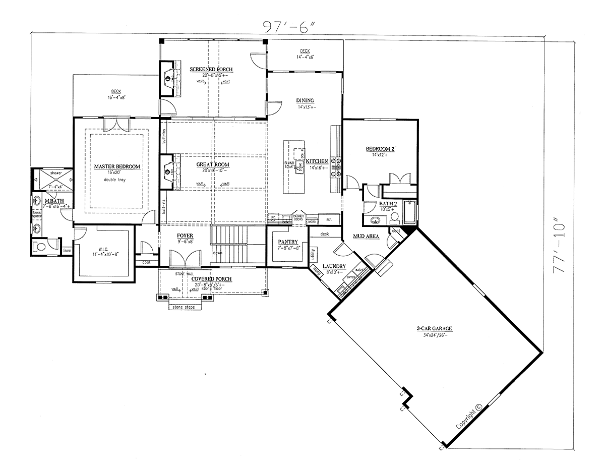 House Plan 52026 Level One