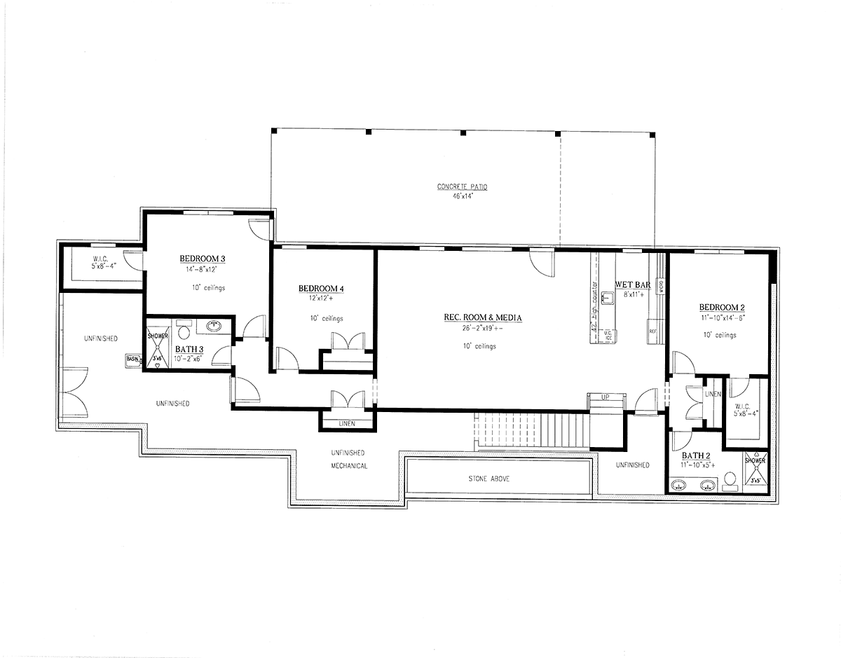 House Plan 52029 Lower Level