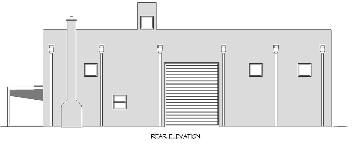 Garage-Living Plan 52129 Rear Elevation