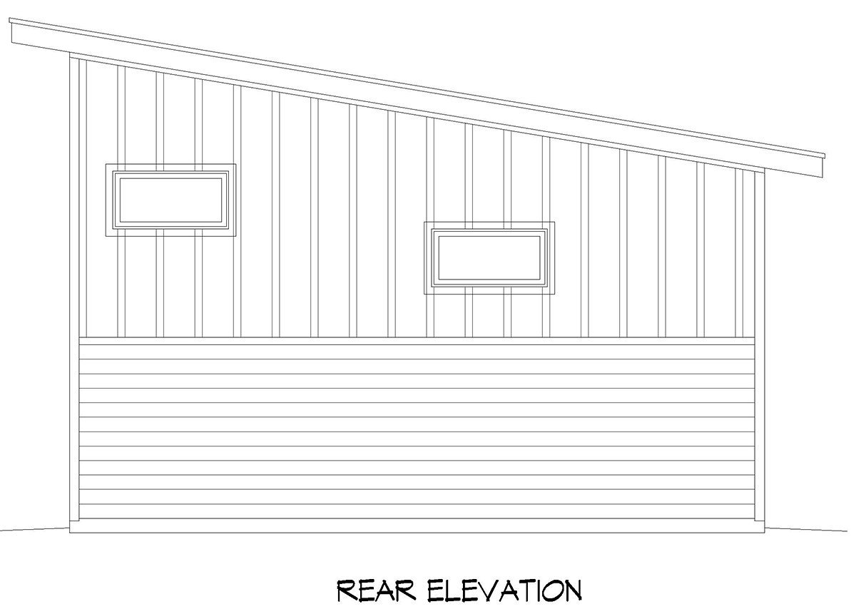 Garage Plan 52130 - 1 Car Garage Rear Elevation
