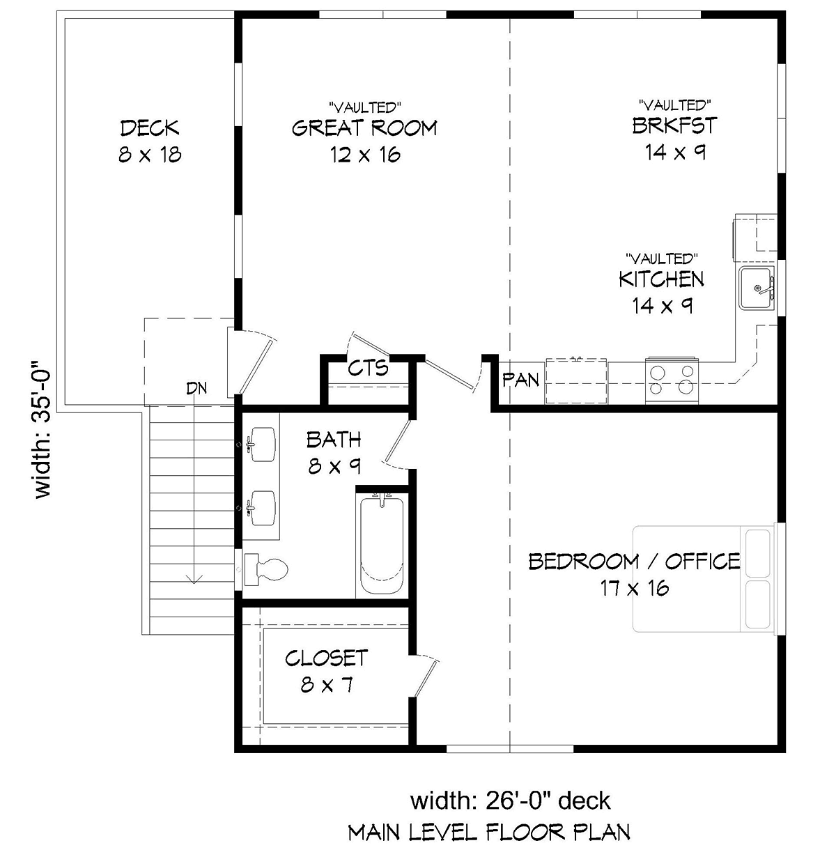 Garage-Living Plan 52146 Level Two