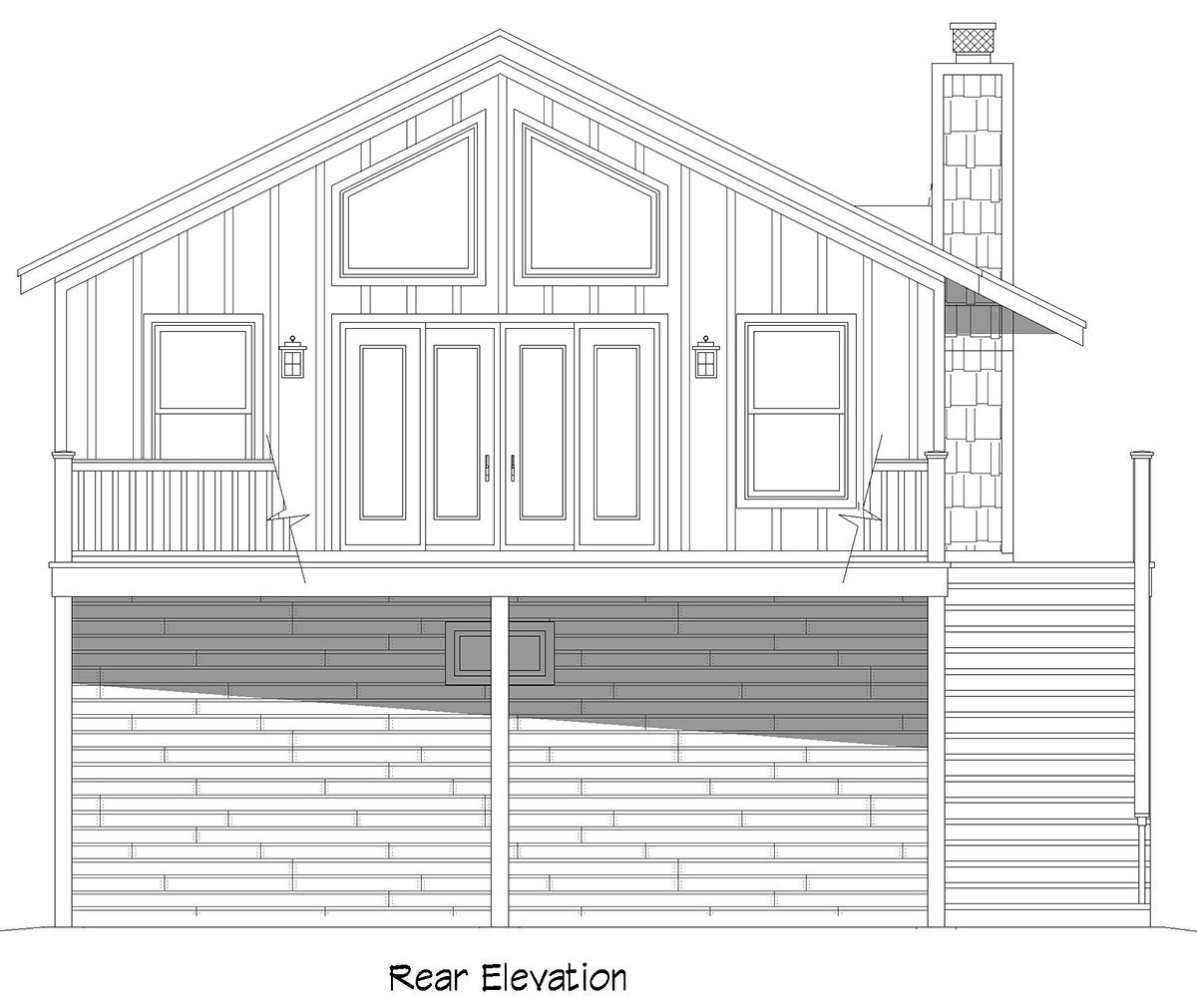 Garage-Living Plan 52147 Rear Elevation