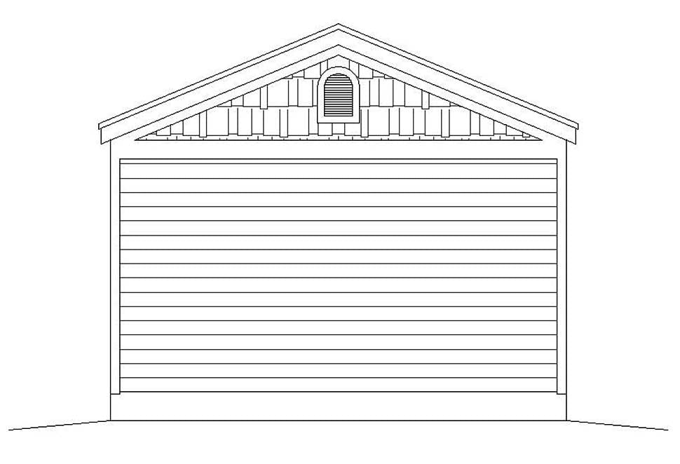 Garage Plan 52154 - 1 Car Garage Rear Elevation