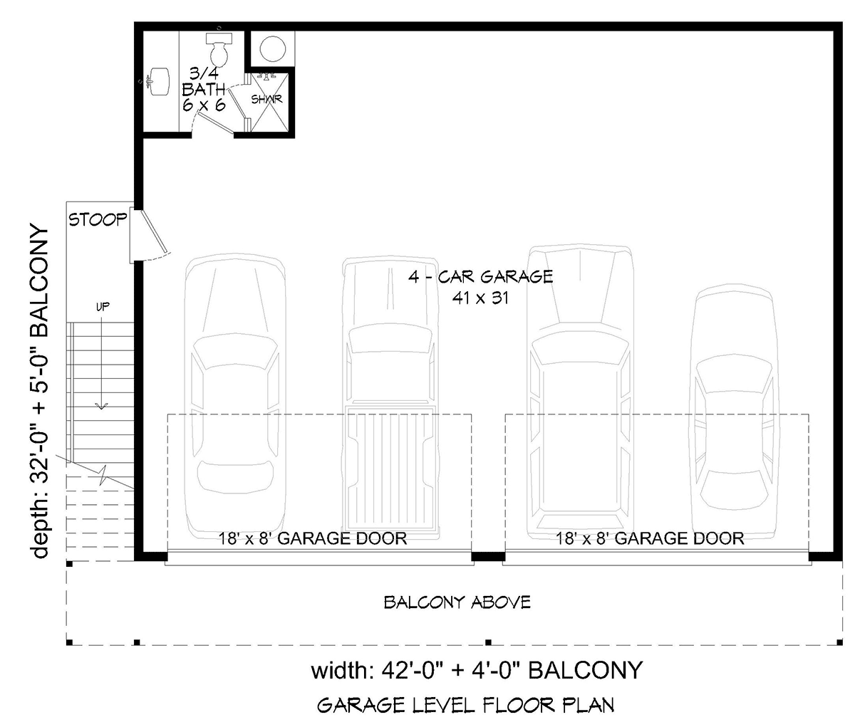 Garage-Living Plan 52156 Level One
