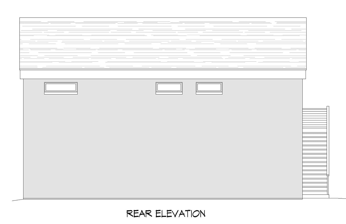 Garage-Living Plan 52156 Rear Elevation