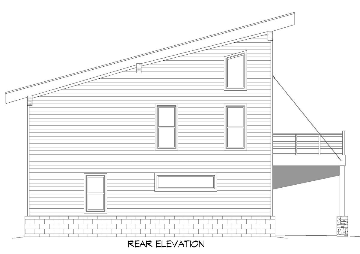 Garage-Living Plan 52157 Rear Elevation