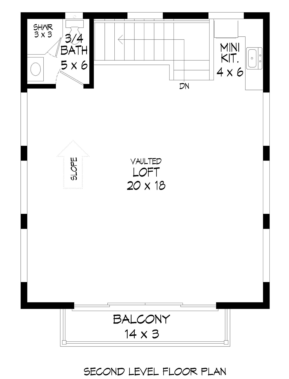 Garage-Living Plan 52160 Level Two