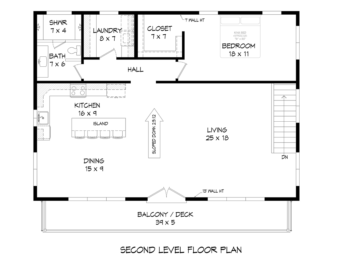 Garage-Living Plan 52162 Level Two