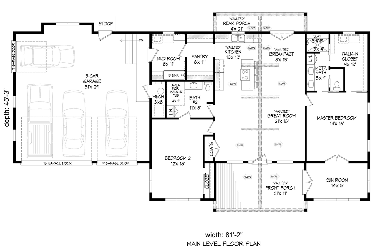 House Plan 52166 Level One