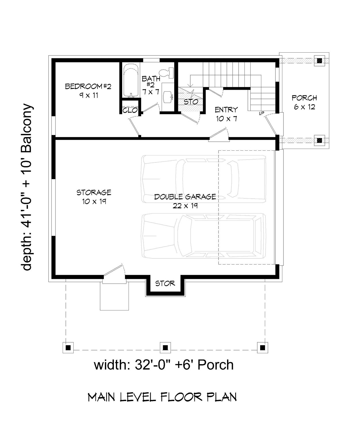 Garage-Living Plan 52174 Level One