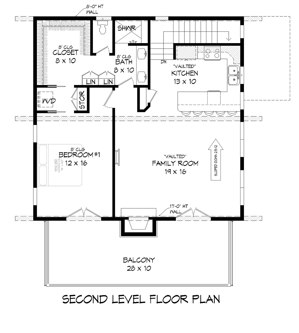 Garage-Living Plan 52174 Level Two