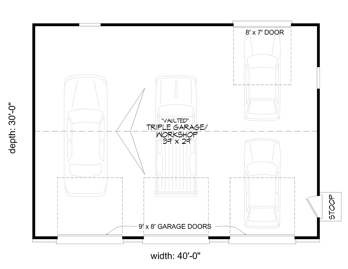 Garage Plan 52179 - 4 Car Garage Level One