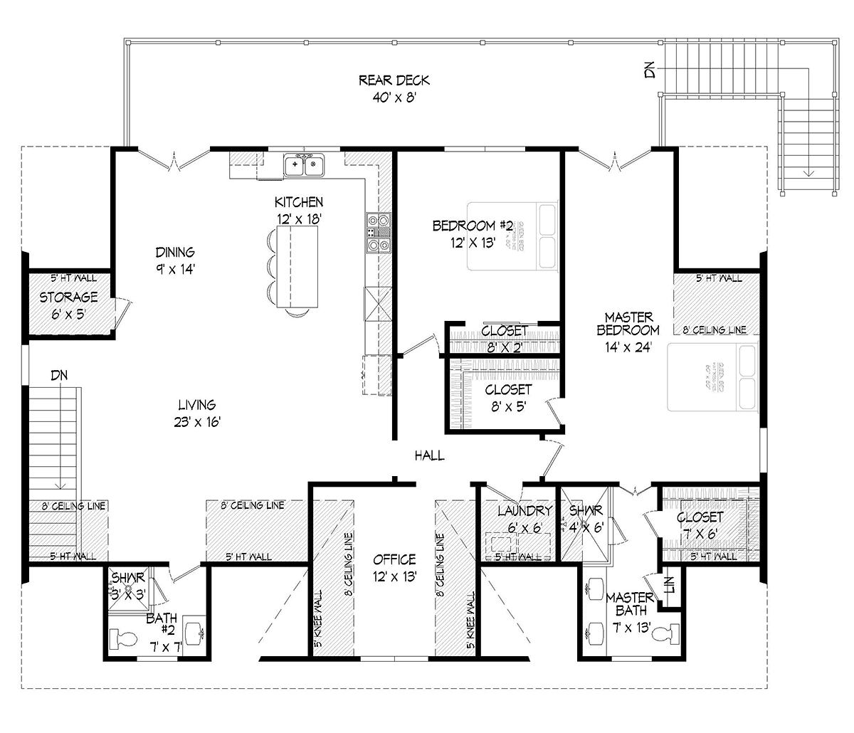 Garage-Living Plan 52188 Level Two