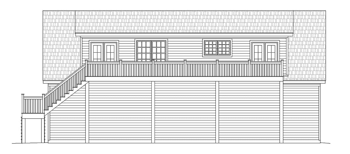 Garage-Living Plan 52188 Rear Elevation
