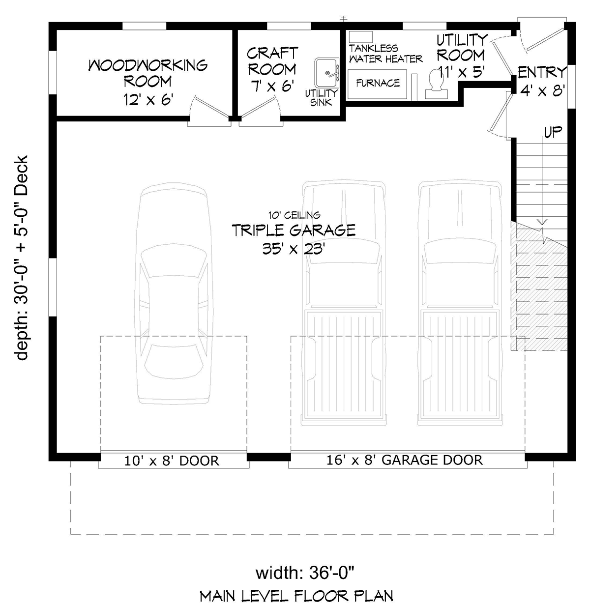 Garage-Living Plan 52198 Level One