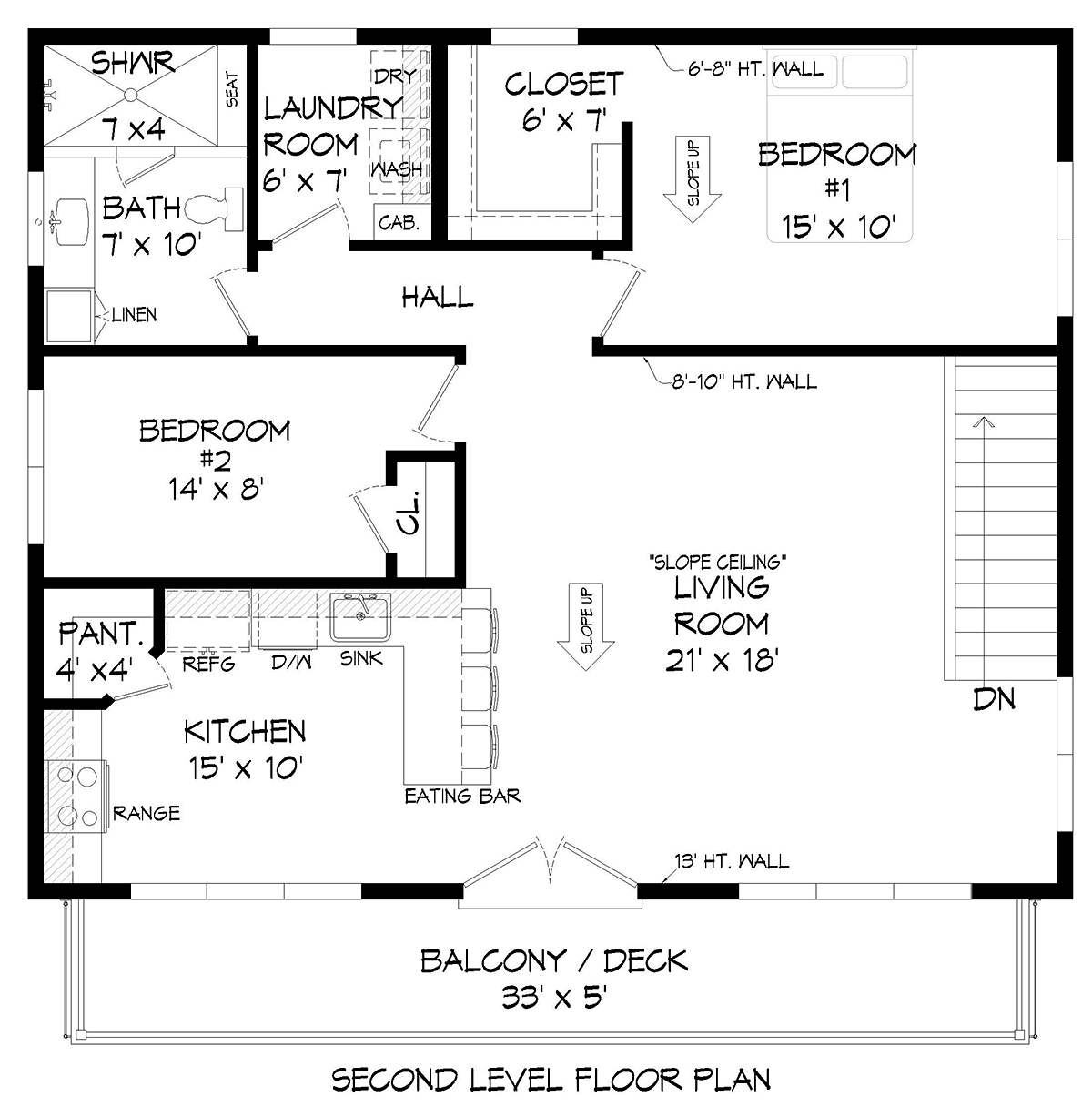 Garage-Living Plan 52198 Level Two