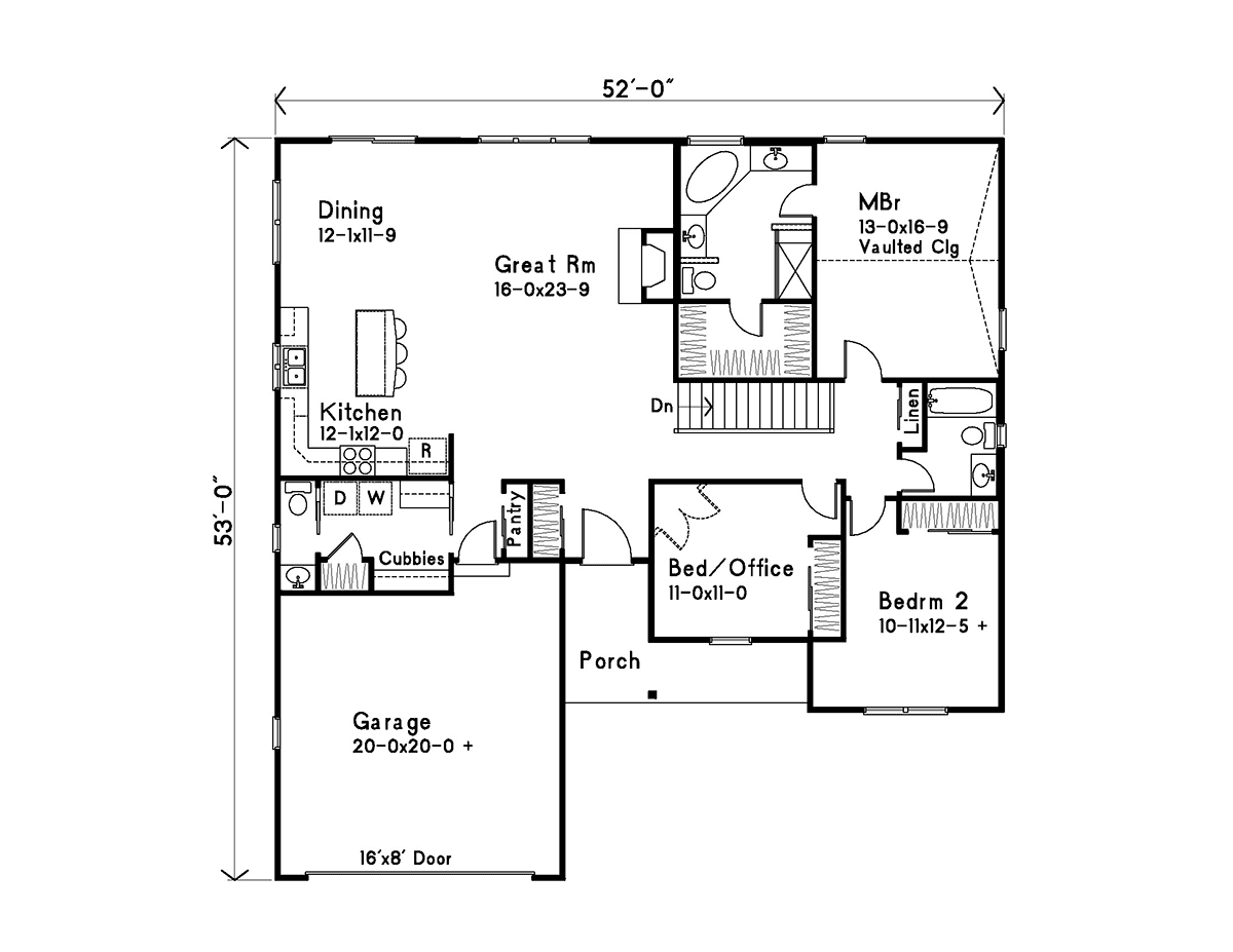 House Plan 52219 Level One