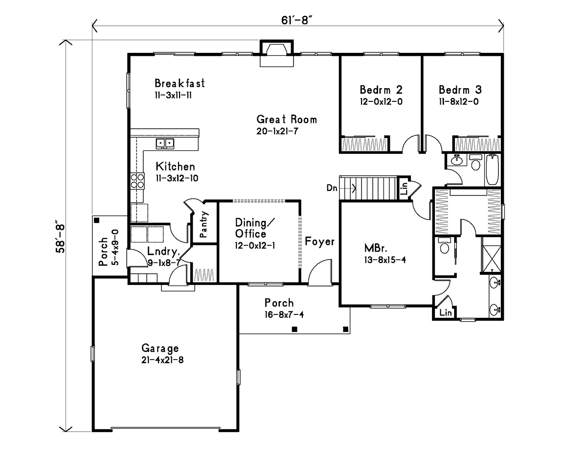 House Plan 52221 Level One