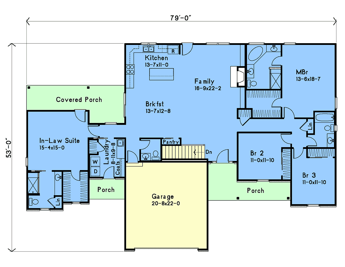 House Plan 52237 Level One