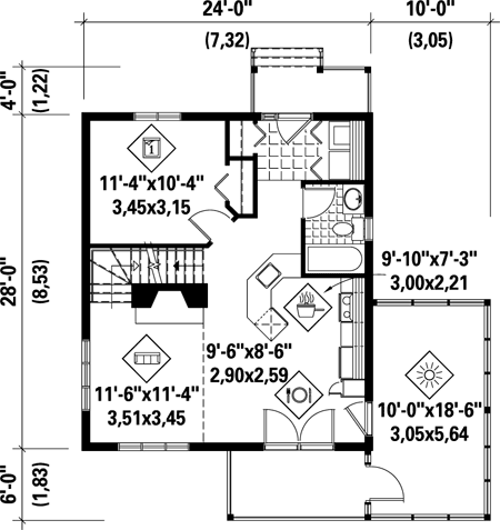 Plan 52811 | with 2 Bed, 2 Bath