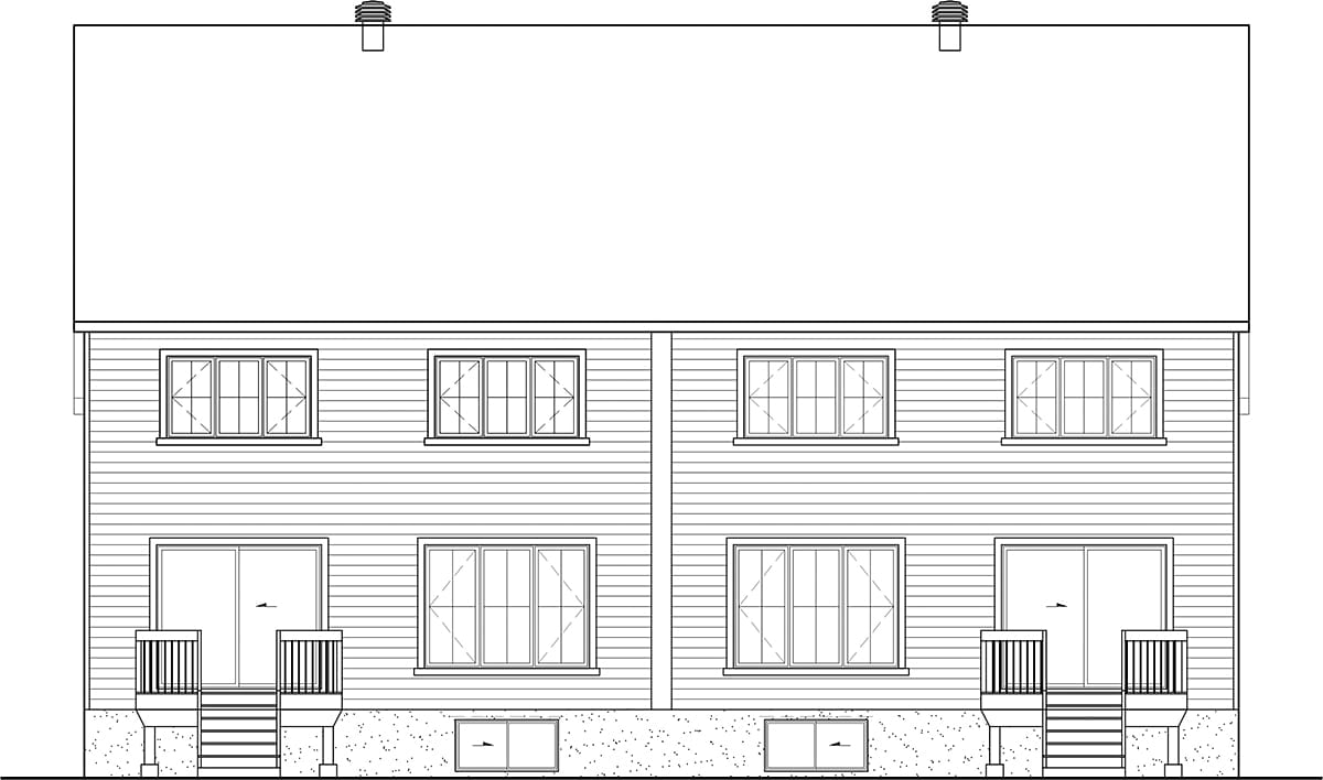 Multi-Family Plan 52833 Rear Elevation