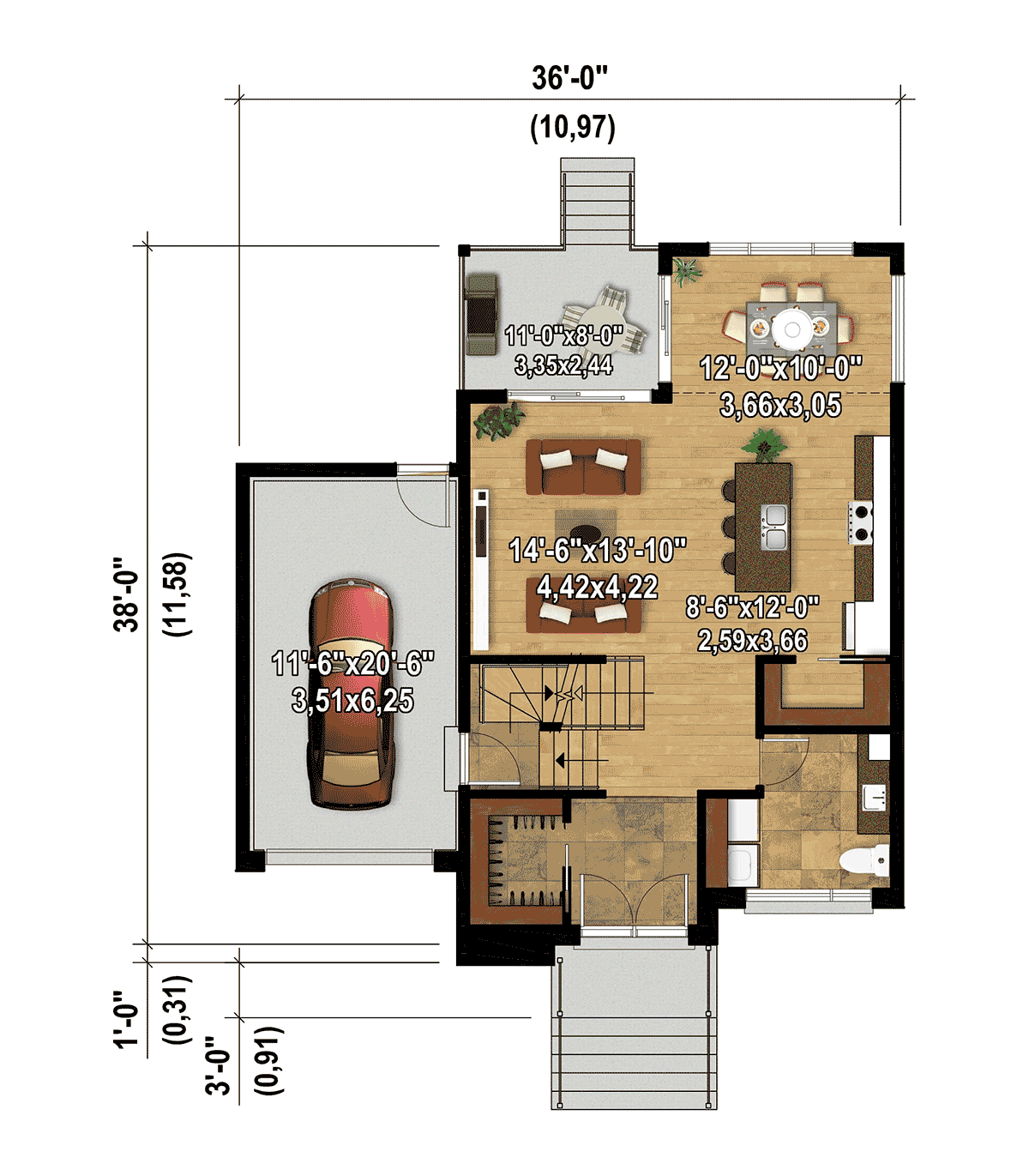 House Plan 52836 Level One