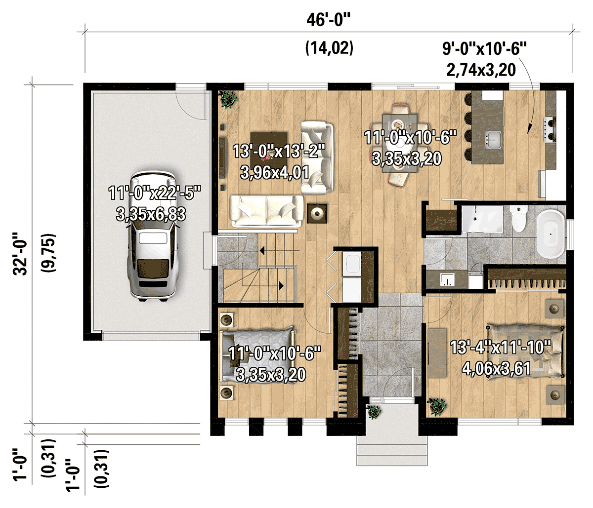 House Plan 52842 Level One