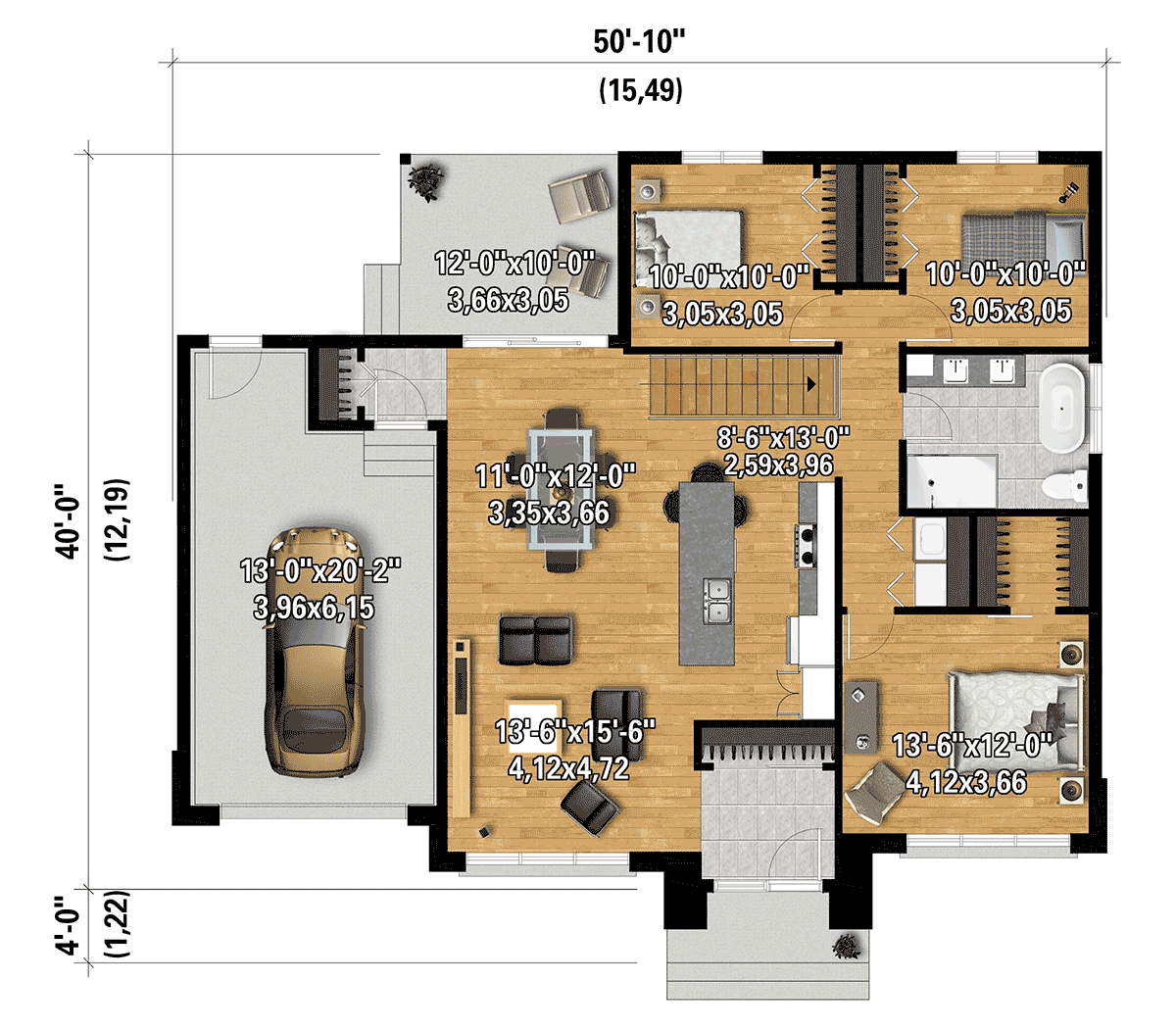 House Plan 52843 Level One