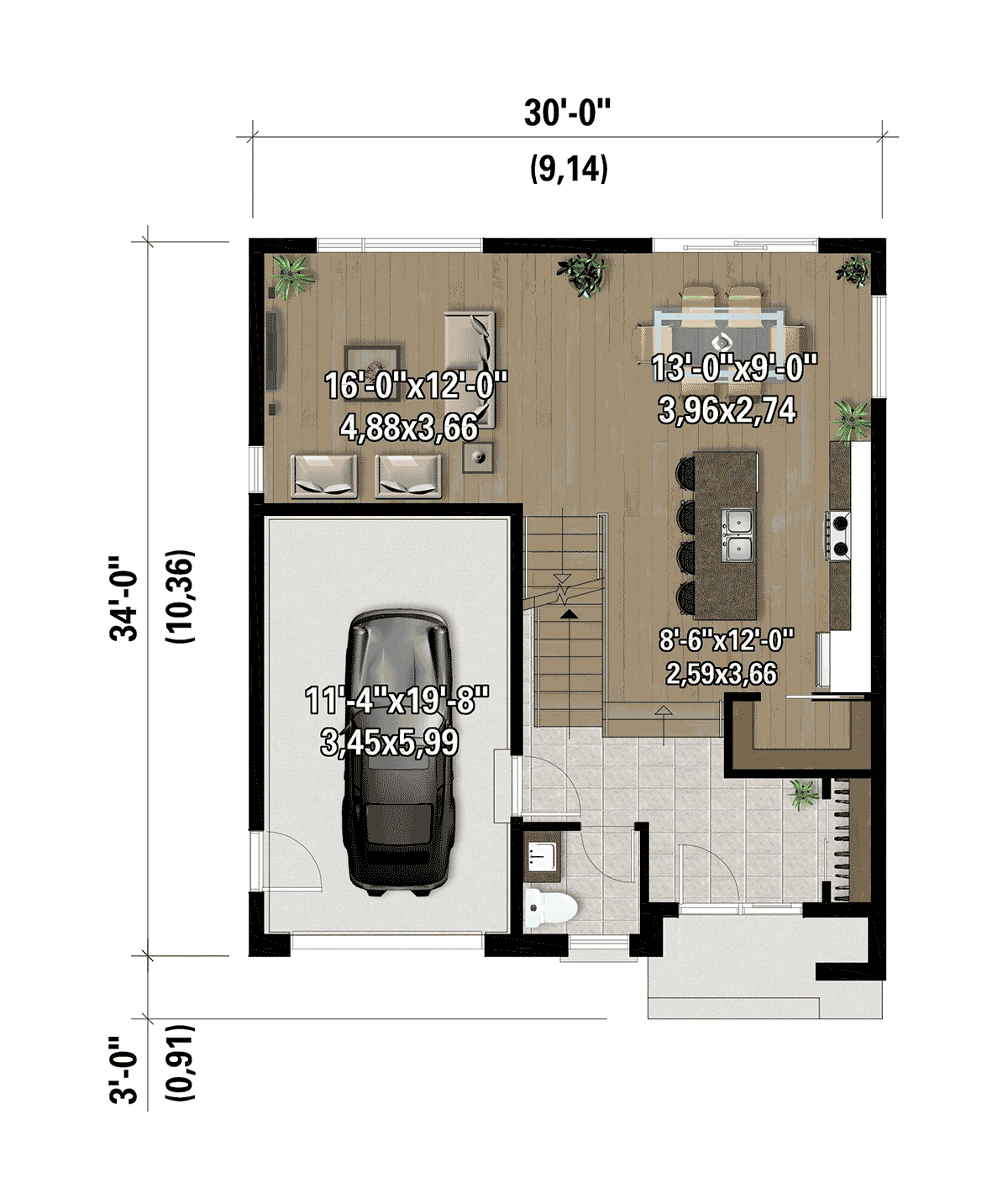 House Plan 52844 Level One