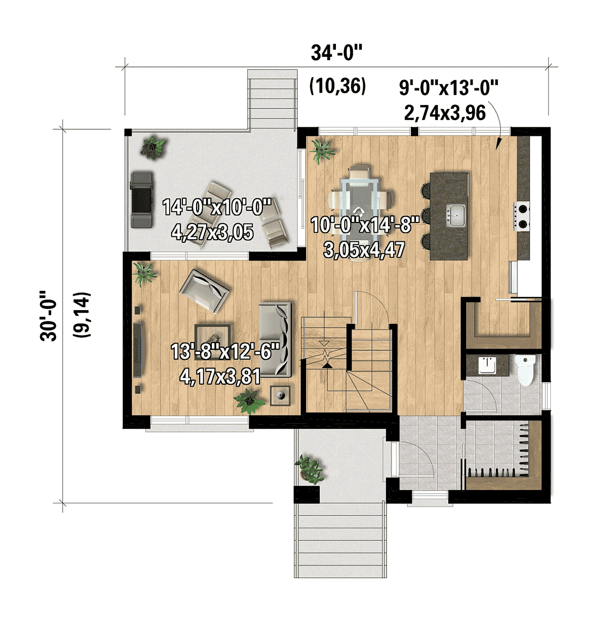 House Plan 52845 Level One
