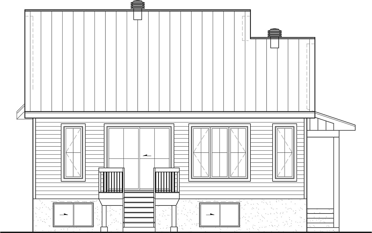 Multi-Family Plan 52862 Rear Elevation