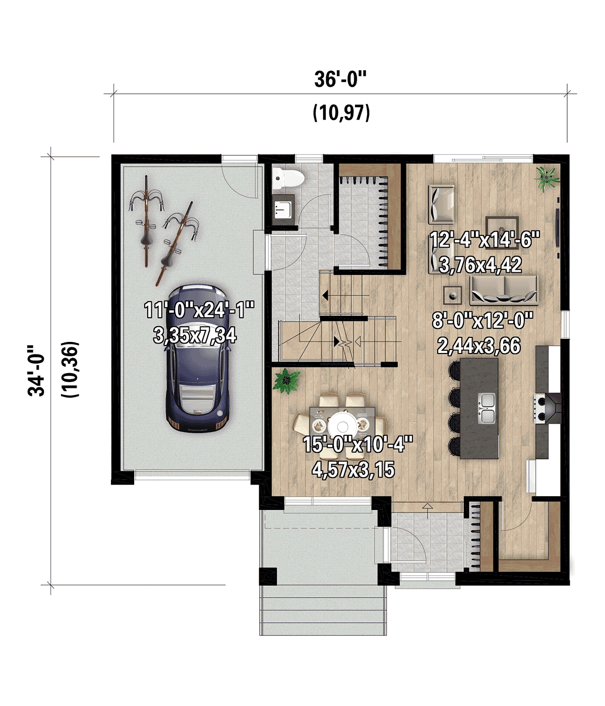 House Plan 52868 Level One
