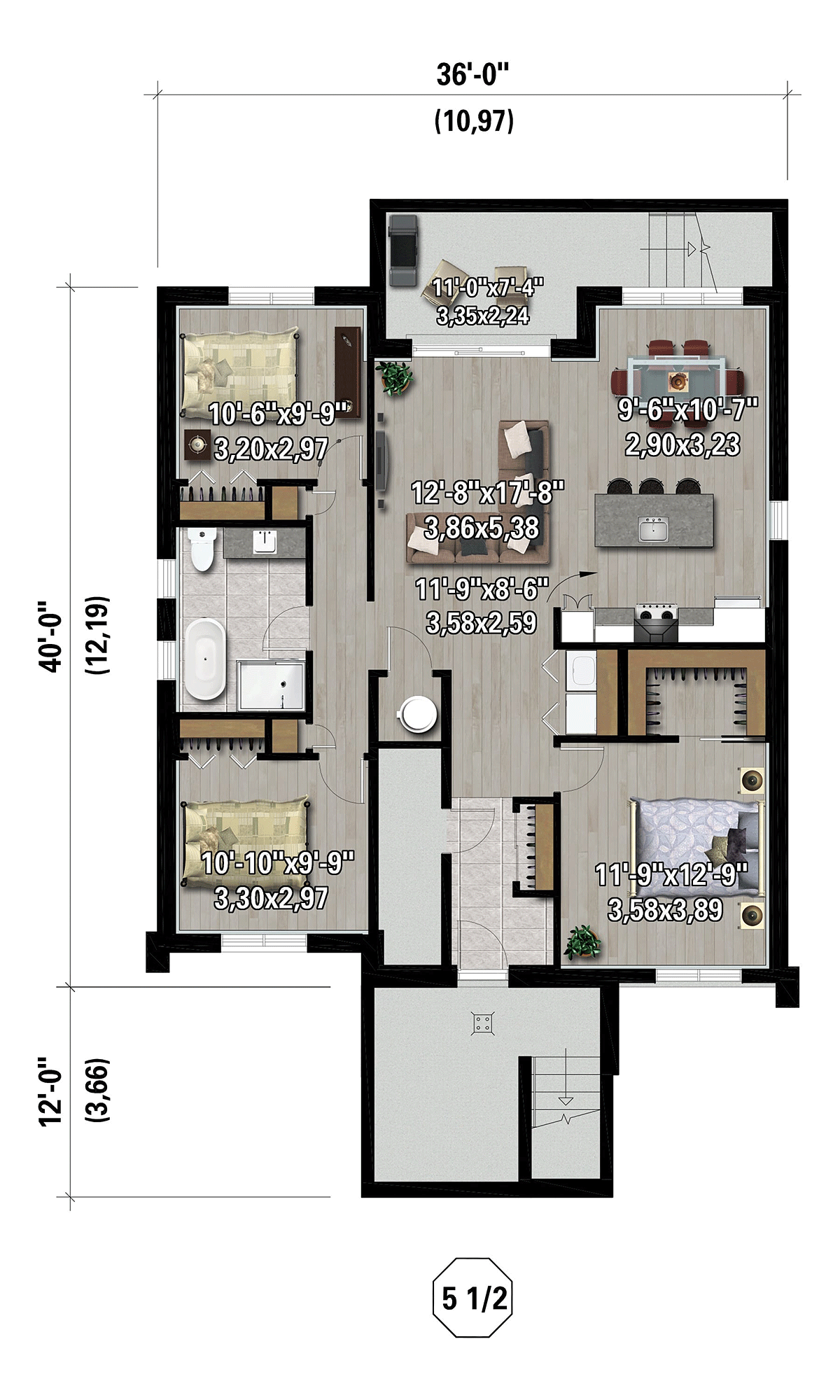 Multi-Family Plan 52873 Lower Level