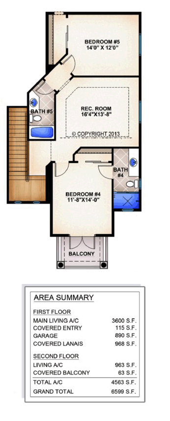 Plan 52900 | Mediterranean Style with 5 Bed, 5 Bath, 3 Car Garage