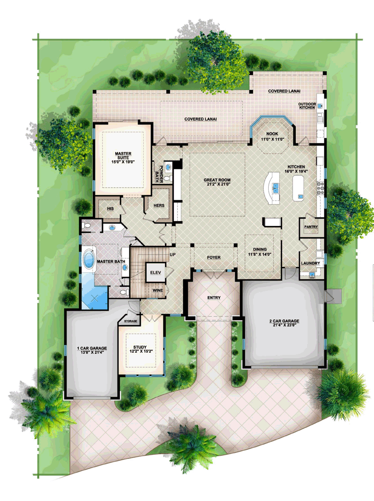 House Plan 52903 Level One